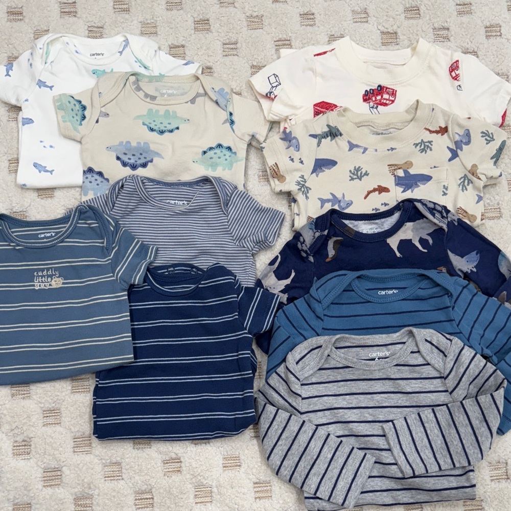 Carter's Navy and Gray Striped onesies and tees